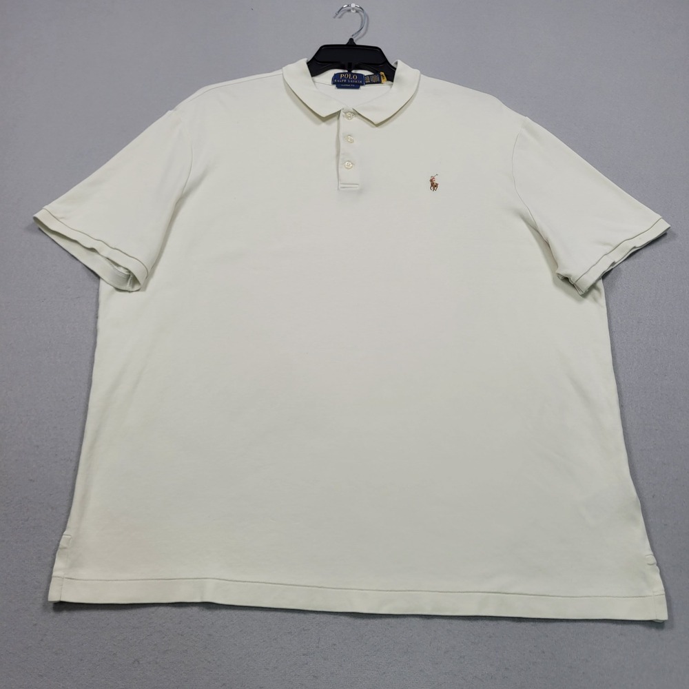 Polo Ralph Lauren Mens XXL Classic Fit Short Sleeve Polo Shirt Cream Off White‎